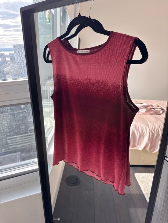 Tops - Sleeveless Ombre Knit Tank Top - Burgundy